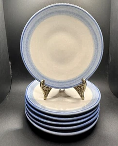 Set of Six M. A. Hadley Pottery Blue Rim Saucers - Picture 1 of 5