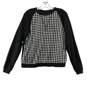 NWT Mossimo Black White Houndstooth Print Sweater Top Size SP Womens Pullover - Picture 1 of 9
