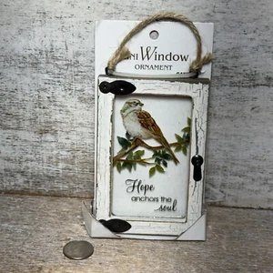 GANZ Woodstock Mini Window Ornament Bird Hope Anchors The Soul 4x3" Brand New - Imagen 1 de 13