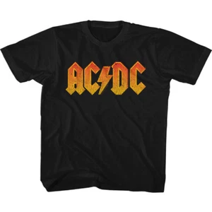 AC/DC Toddler T-Shirt Distressed Orange Logo Black Tee - Picture 1 of 2