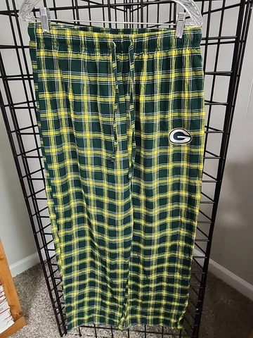 Green Bay Packers flannel lounge pants Large green yellow plaid Cover