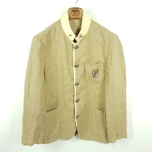 Luis Trenker Janker uomo taglia 56 beige marrone canapa giacca calpestio gallo - Foto 1 di 8