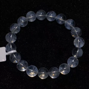 Pulsera de cristal de cuarzo AAA de 11 mm natural claro blanco azul” pluma” - Imagen 1 de 9