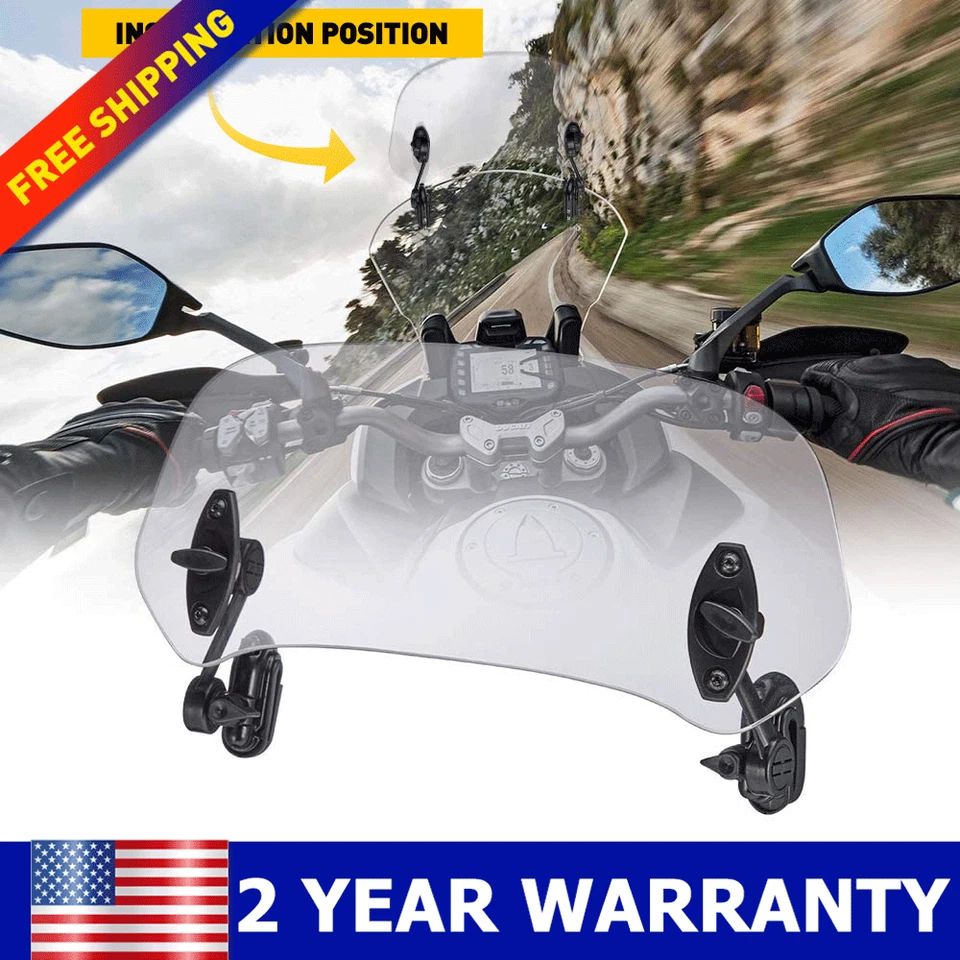 Deflector de alerón de extensión de parabrisas con clip ajustable para motocicleta Foto 1 de 4