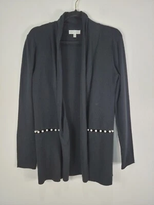 Cárdigan suéter para mujer Nieman Marcus talla mediana negro 2162 Foto 1 de 4