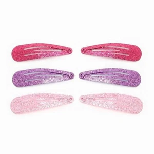 Juego de 6 pinzas para el cabello rosa púrpura mezcla brillo metal Snap Bendies Sleepies. - Imagen 1 de 4