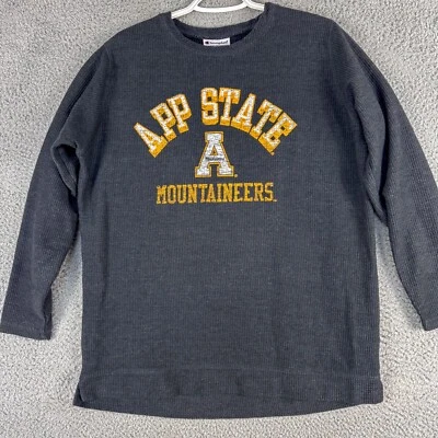App State Mountaineers Shirt Mens Medium Gray Waffle Knit Champion LS Tee Boone - Image 1 of 4