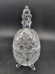 Lead Crystal Pineapple Candle Trinket Lidded Dish Footed - Picture 1 of 7