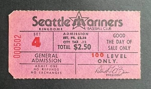Vintage 1981 Seattle Mariners Ticket Stub General Admission Kingdome Seattle WA. - Bild 1 von 2