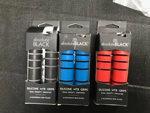 Absolute Black Silikon MTB Griffe Dual Density - Grooved Aluminium Bar Plugs NEU - Bild 1 von 17