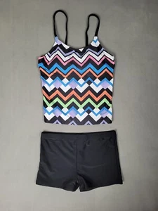 Girls Kids Two Piece Swimsuit Tankini Set Bathing Suit with Boyshorts 16Tall - Picture 1 of 8