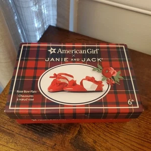 American Girl Doll JANIE and JACK Red Rose Bow Flats NEW in Box Shoes Sandals - Picture 1 of 4