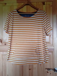 EDC Esprit Mustard/White Stripe Casual Summer T-shirt Top pockets Size XL - Picture 1 of 5