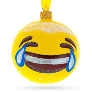 Laughing Facial Expressions Glass Ball Christmas Ornament 3.25 Inches - Picture 1 of 5