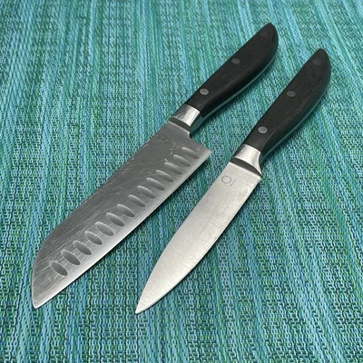 "2 CUCHILLOS Martha Stewart Santoku 5"" pelado 4"" cuchillas de acero inoxidable forjadas Full Tang" Foto 1 de 4