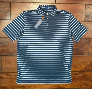 STITCH Men's Canal Stripe Performance Golf Polo Stitch Navy Size Medium - NWT - Picture 1 of 14