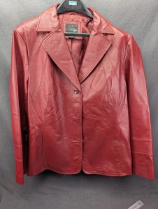 Vintage Red Leather Jacket Womens Lightweight Distressed Red Lined XXL - Picture 1 of 14