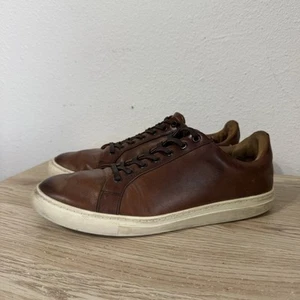 Thursday Brown Leather Lace Up Sneakers Mens Size 10.5 224331 White Sole - Picture 1 of 13