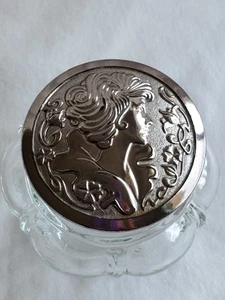 Vintage Avon S-S-Skin So Soft Waschtischglas Glas Silber Schraubdeckel 60er-70er Art Deco - Bild 1 von 10