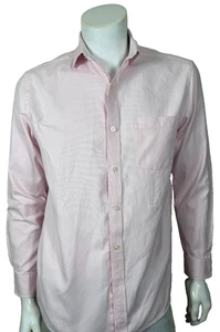 Johnston Murphy Cotton Pink Long Sleeve Shirt Size Medium Button Up Flip Cuff - Picture 1 of 9