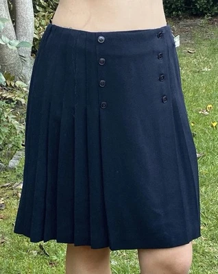 NUEVO CON ETIQUETAS Jones New York 14 L 100% Lana Falda Plisada Azul Marino NUEVA Foto 1 de 4