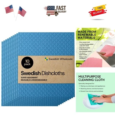 Dishcloths, Cellulose Sponge Cloths – Bulk 10 Pack of Eco-Friendly, No Odor, ... - Image 1 of 4
