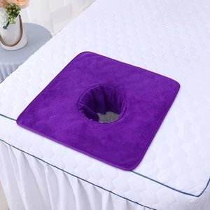 Serviette de Table de Massage avec Trou Visage 35x35cm Serviette Visage pour Salons Spas Beauté - Photo 1/6