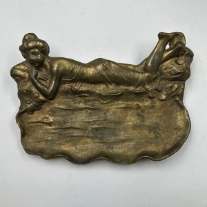 Viktorianische Dame Kommode Schmuck Tablett auf Lilly Teich vergoldet Messing Jugendstil - Bild 1 von 9