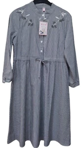 Damen Kleid gestreift Blau / Weiß Sportlich Casual Sommerlich leicht Gr. M - Bild 1 von 3