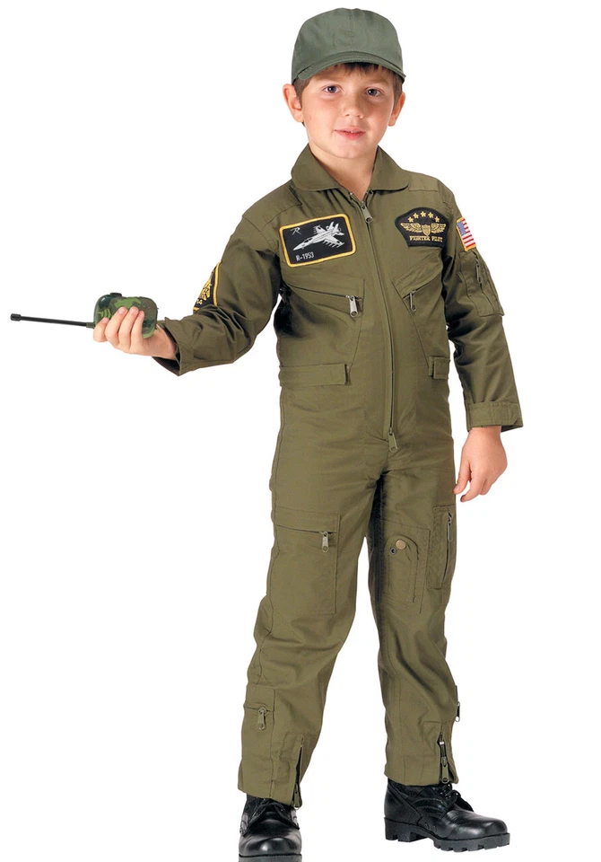 Rothco Kid's Flight Coverall With Patches - Olive Drab - Image 1 of 1
