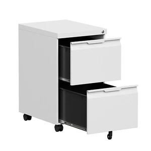 2 Drawer Mobile Metal File Cabinet 2-Tier Under Desk Rolling Filing Cabinet WH - Picture 1 of 15
