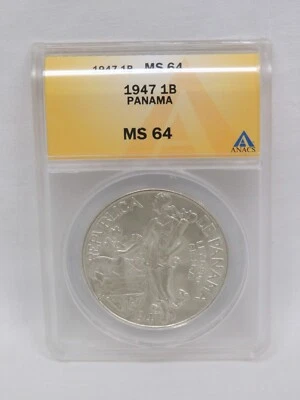 1947 Republic of Panama Un Balboa ANACS MS 64 34999-16 - Image 1 of 4