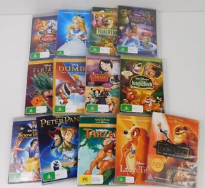 Disney HUGE BULK 13 x DVD Bundle Lion King Mulan Peter Pan Alice Tarzan R4 VGC - Picture 1 of 6