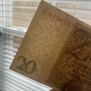 Rare Watermark Ornament Germany 20 Mark Banknote 1929 German Currency WW2 Berlin - Picture 1 of 5