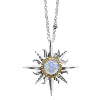 🆕Collar Colgante LAGOS Raras Maravillas Plata Esterlina Oro 18K PIEDRA LUNAR SOL Foto 1 de 4