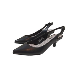 Easy Street Faye Pumps Womens 7.5 Black Faux Leather Comfort Kitten Heels New - Picture 1 of 5