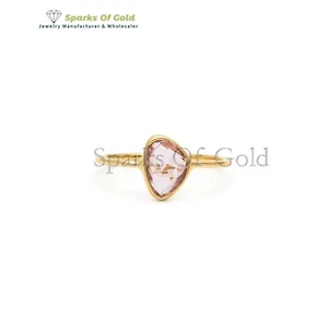 Solid 14k Yellow Gold Pink Sapphire Ring Party Wear Handmade Jewelry Gift - Picture 1 of 4