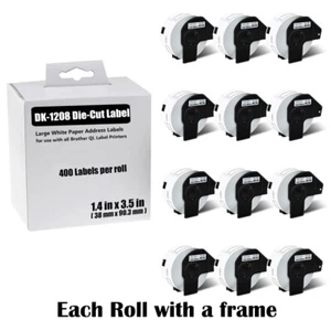 12Rolls Large Paper Address Labels DK-1208 for Brother QL Printer 1.4"x3.5" - Picture 1 of 20