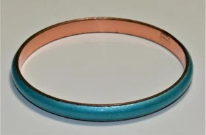 Vintage Firmato renoir Matesse Rame Blu Smalto 6.3cmd Bracciale Rigido - Foto 1 di 2
