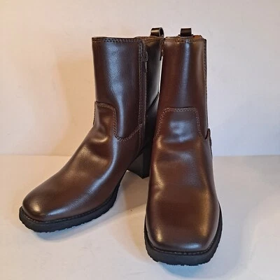 Botas Zodiac Para Mujer Marrón Claret Tobillo Puntera Cuadrada Cremallera Lateral Tacón Bloque Talla 8.5 Foto 1 de 4