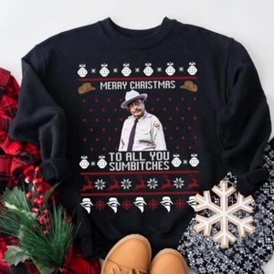 Smokey The Bandit Merry Christmas Sweater Funny Cotton Sweatshirt for Men Women - Picture 1 of 12