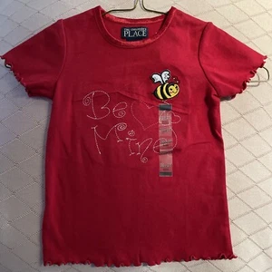 New Girl’s Children’s Place Red Crew Neck Short Sleeve T-shirt Blouse Top 36m 3T - Picture 1 of 7