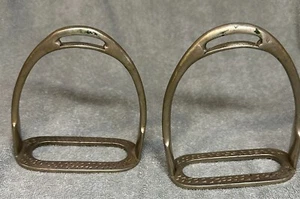 Par de estribos de silla de montar de caballo vintage 'sin marca' níquel macizo ver descripción - Imagen 1 de 5