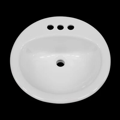 Lavabo individual ovalado de porcelana blanca Glacier Bay Foto 1 de 4