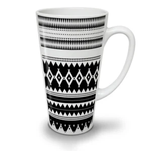 Taza de café con leche Wellcoda adorno blanco y negro 12/17 oz - Imagen 1 de 15
