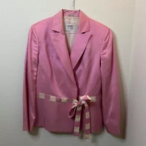 Gianfranco Ferre Studio Silk Pink Belted Professional Blazer Size 10 - Picture 1 of 8