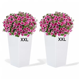 Blumenkübel weiß Eckig Hochglanz Pflanzeinsatz SET 2 XXL (H:67cm) Blumentopf - Bild 1 von 7
