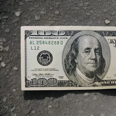 Fancy Lucky Serial Number $100 One Hundred Dollar Bill L12 US 1996, #25848288 - Image 1 of 4