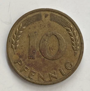 1950 F Germany 10 Pfennig Coin - Free Shipping #1 - Picture 1 of 2