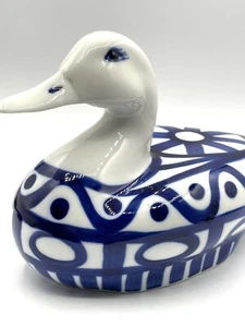 Dansk International Blue & White Porcelain Duck Figurine Blue White Design MCM - Picture 1 of 11